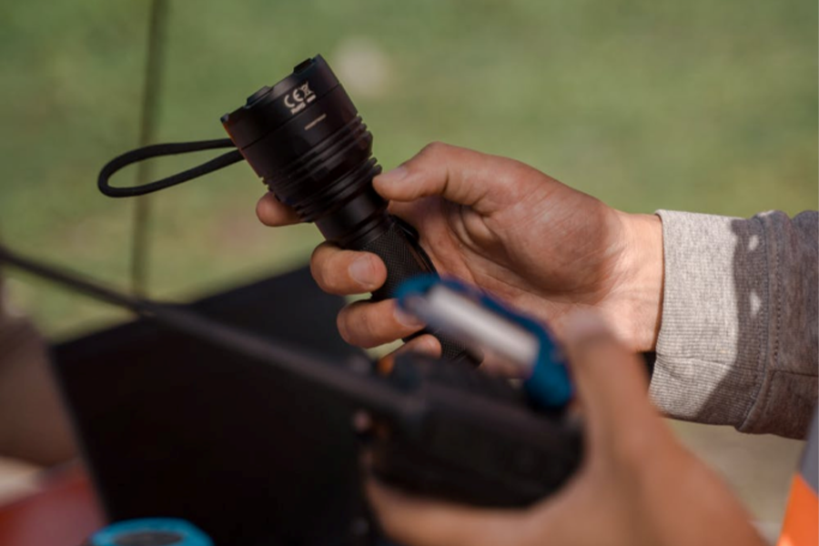 Man holding flashlight