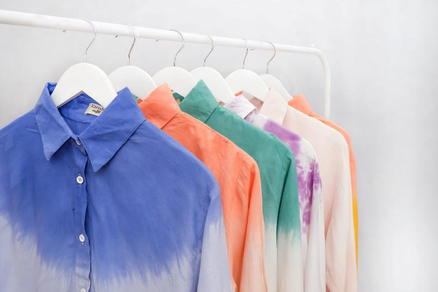 Colorful tie dye button up shirts for men