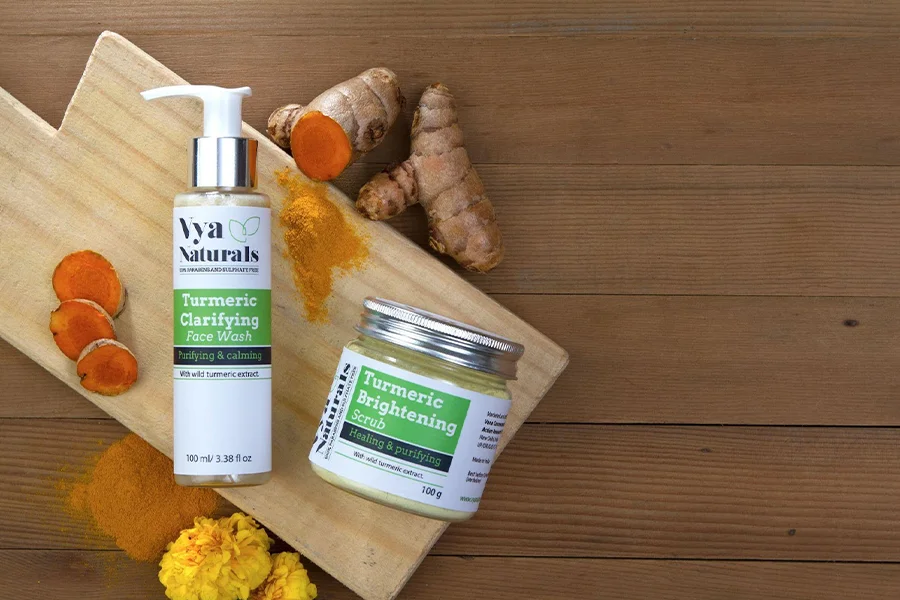 Vegan beauty products made from turmeric