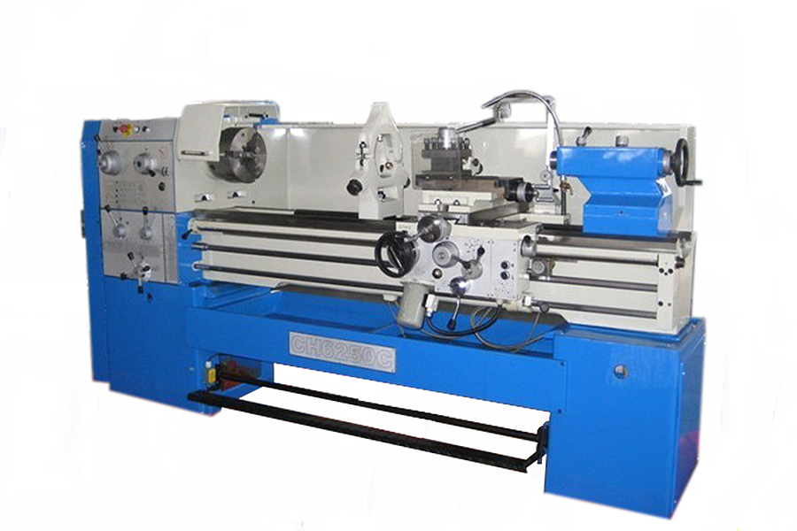 Blue wood lathe machine on white background