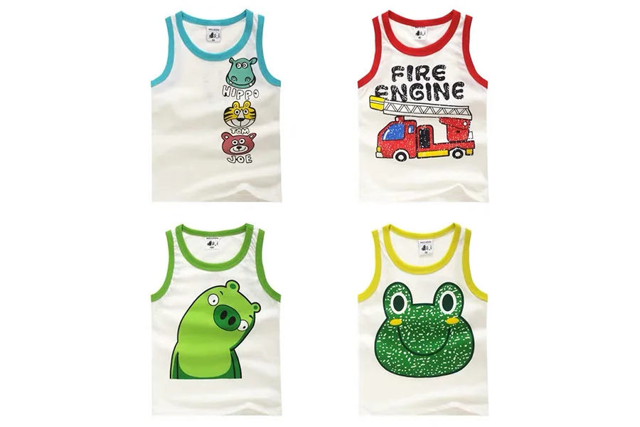 Cotton sports vests with cartoon prints