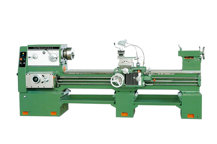 Green Lathe Machine On A White Background