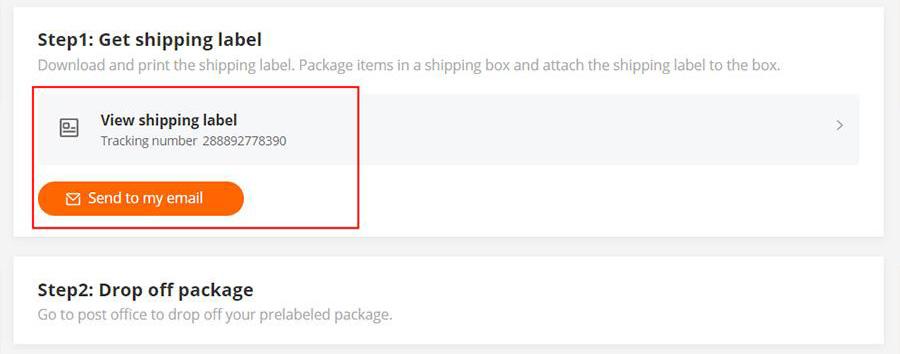 Alibaba Trade Assurance: view shipping label