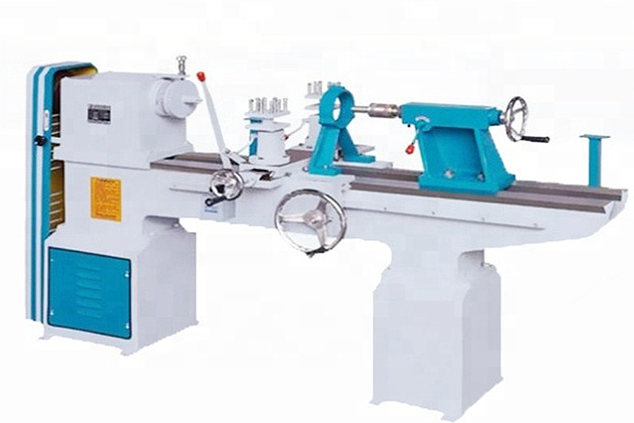 Wood lathe machine on a white background