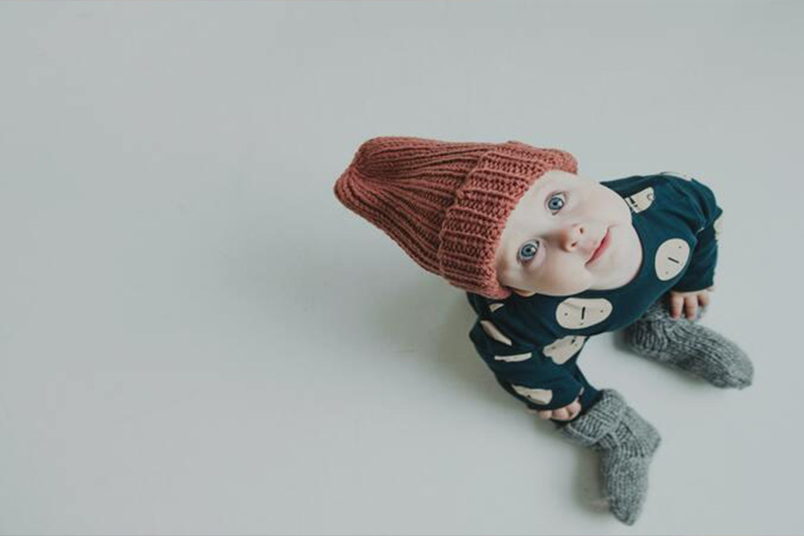 Cute baby rocking gray slouch socks