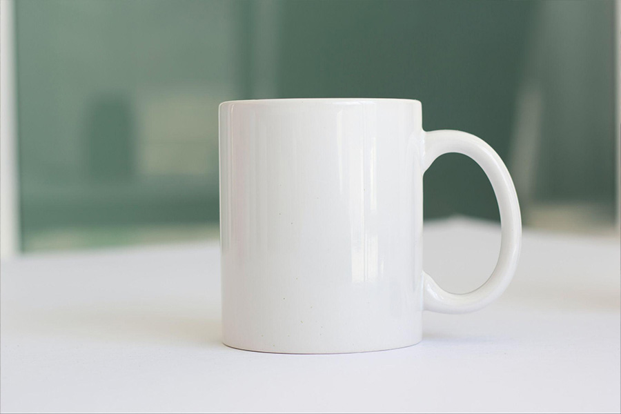 White coffee mug made from ceramic