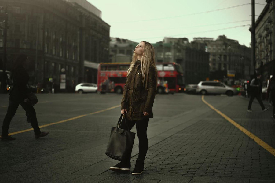 Woman wearing a bomber jacket