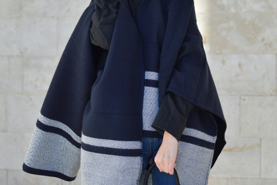 Women’s blue oversized blanket jacket