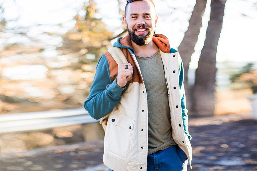 Man wearing a utility hoodie jacket