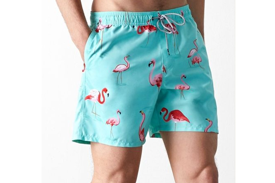 Man wearing blue waterproof beach short