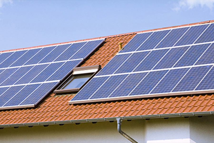 Solar panels fitted on a rooftop