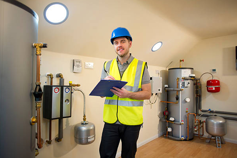 An attendant in a boiler room