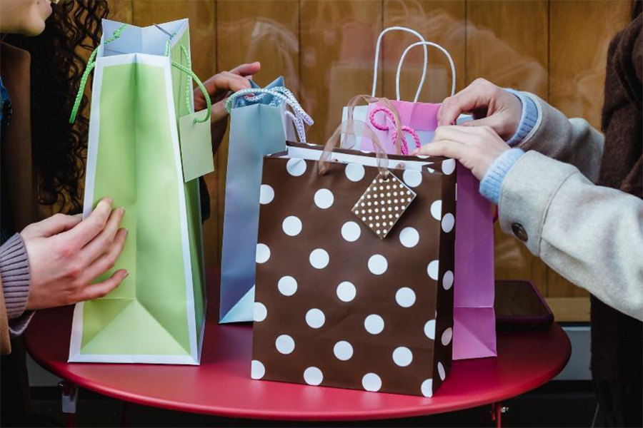 Assorted paper gift bags with handles