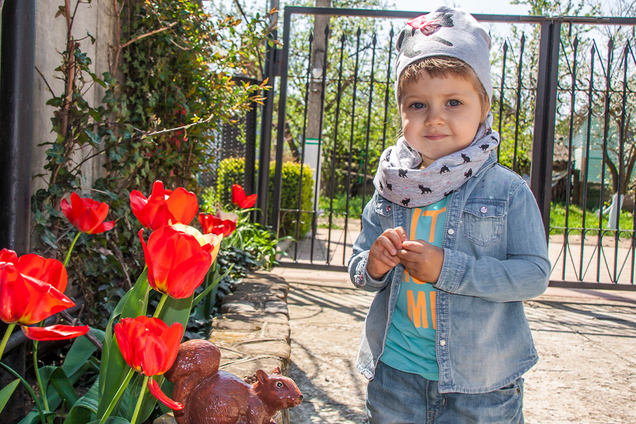 Little girl wearing matching denim set