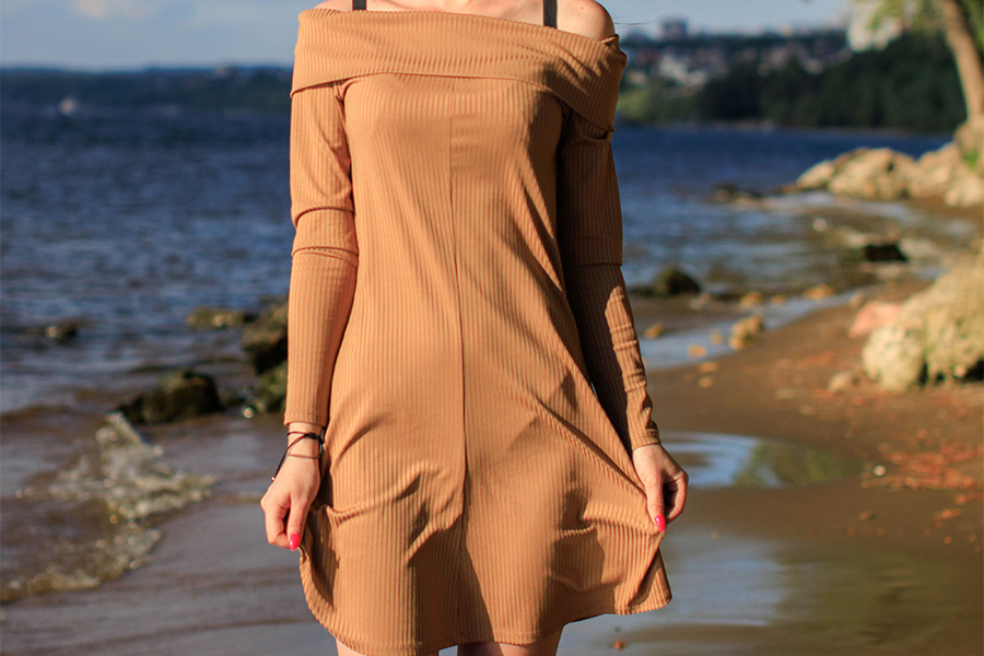 Woman wearing a boxy mini dress