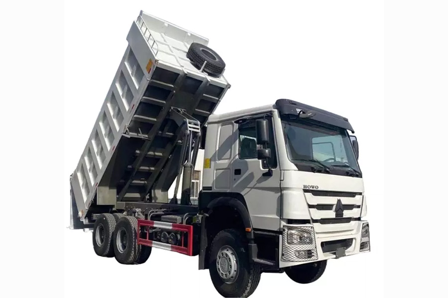 A Sinotruk truck on a white background