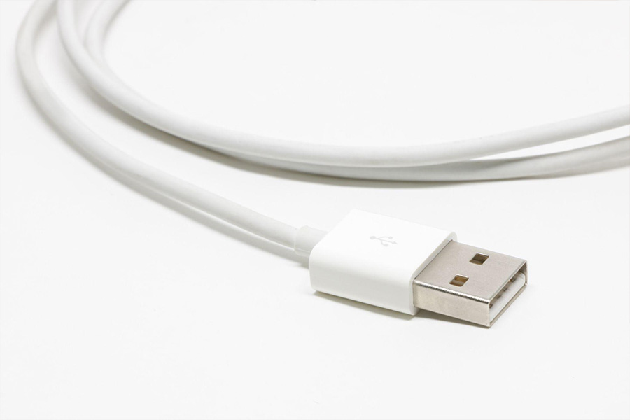 A close-up of a USB cable