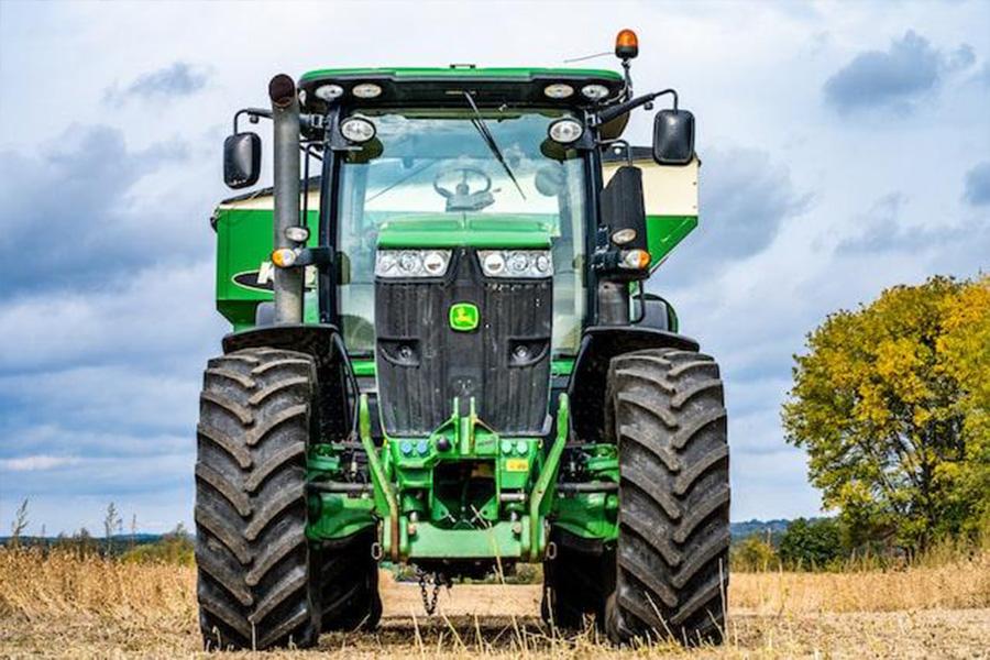 Large tractor parked on a field