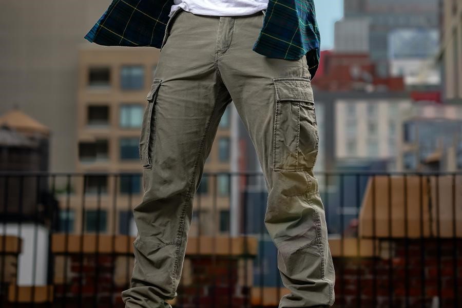 Man posing in modern cargo pants