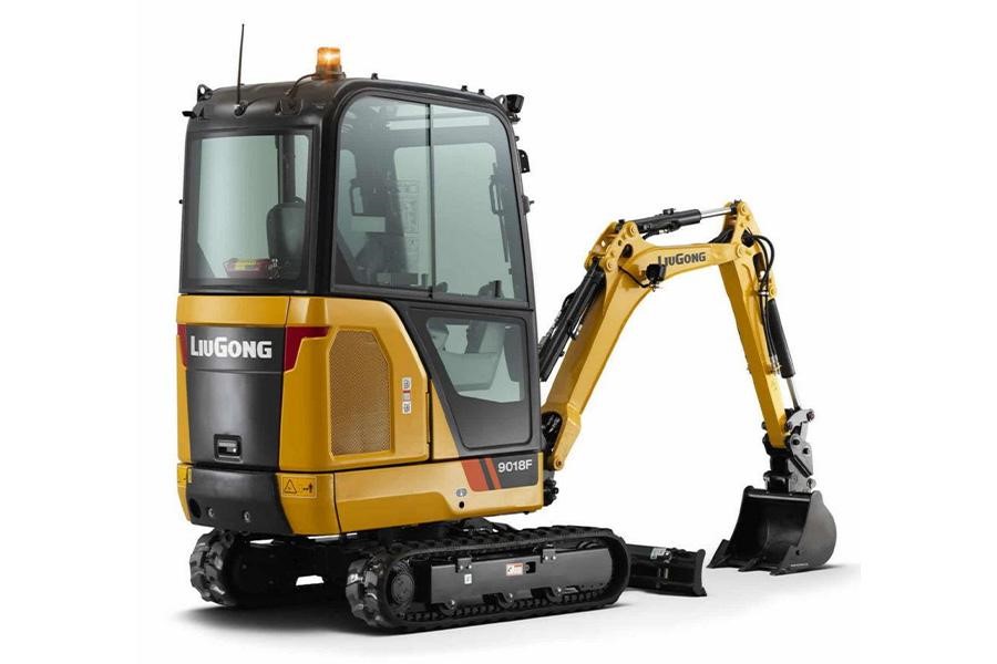 The Liugong 9018F compact mini excavator with closed cab