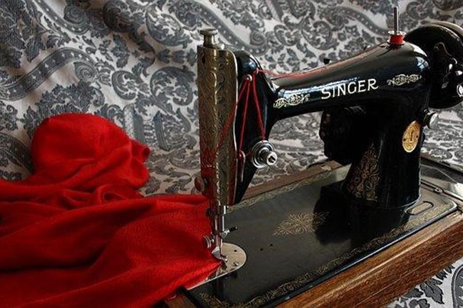 A sewing machine at work