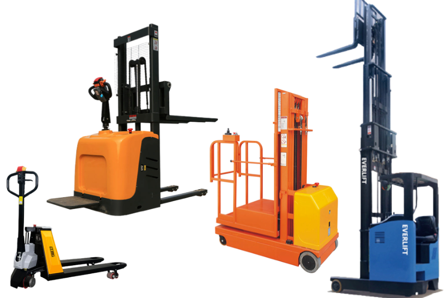 pallet jack, walkie stacker, order picker and reach lift
