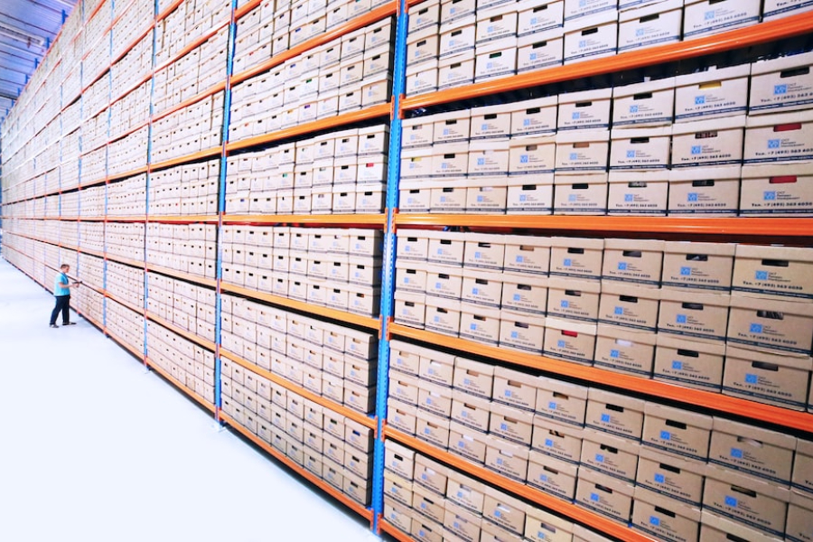 warehouse racks full of boxes