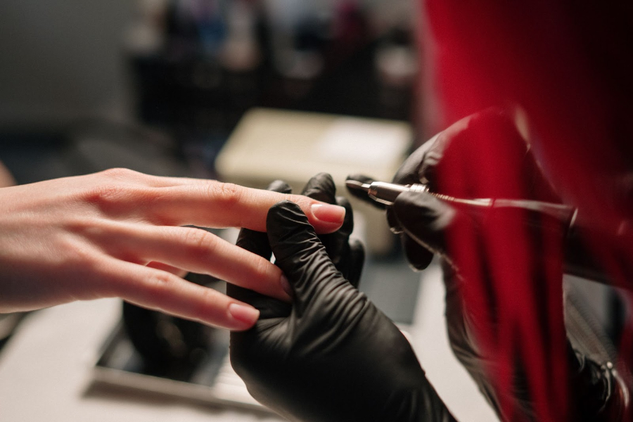 Woman getting a jelly manicure